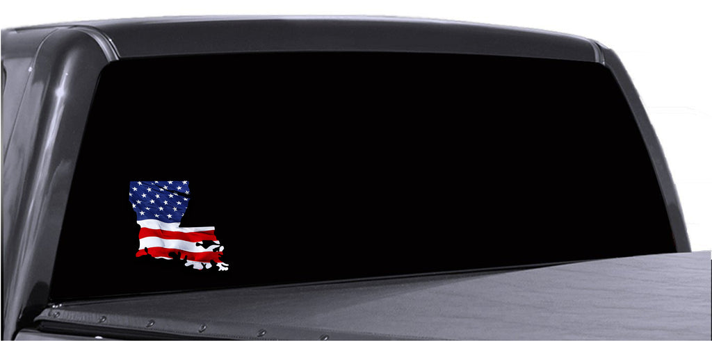 Louisiana Waving USA American Flag. Patriotic Vinyl Sticker – ROE