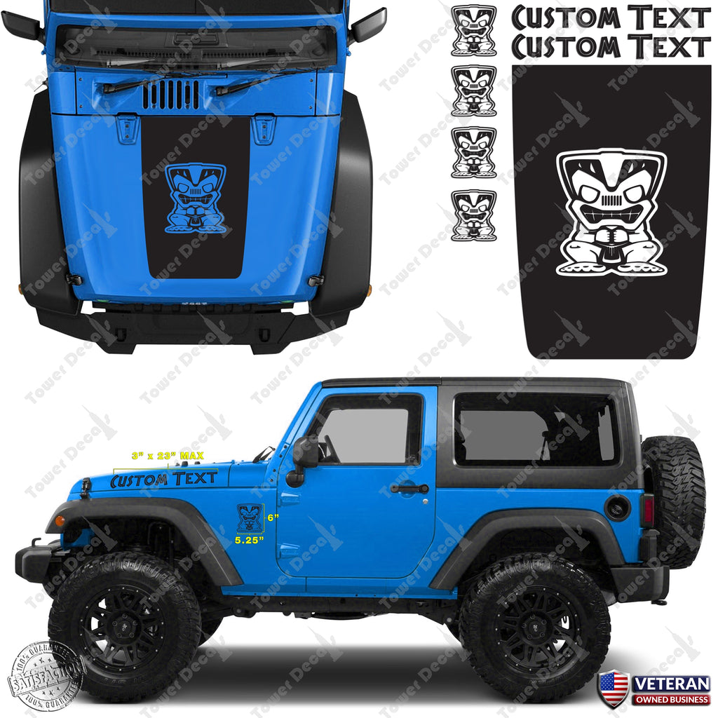 Hood Blackout Tiki Custom Vinyl Decals Stickers Kit fits: Jeep Wrangle –  ROE Graphics and Apparel