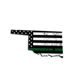 Oklahoma Distressed Subdued US Flag Thin Blue Line/Thin Red Line/Thin Green Line Sticker. Support Police/Firefighters/Military